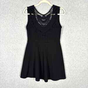 Foreign Exchange Dress Large Mini Crochet Lace Witchy Skater Boho Cowgirl Gothic
